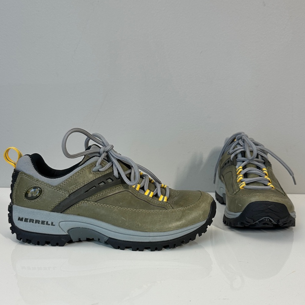 Merrell Vie Deep Olive Leather Hiking Shoes Size 7.5